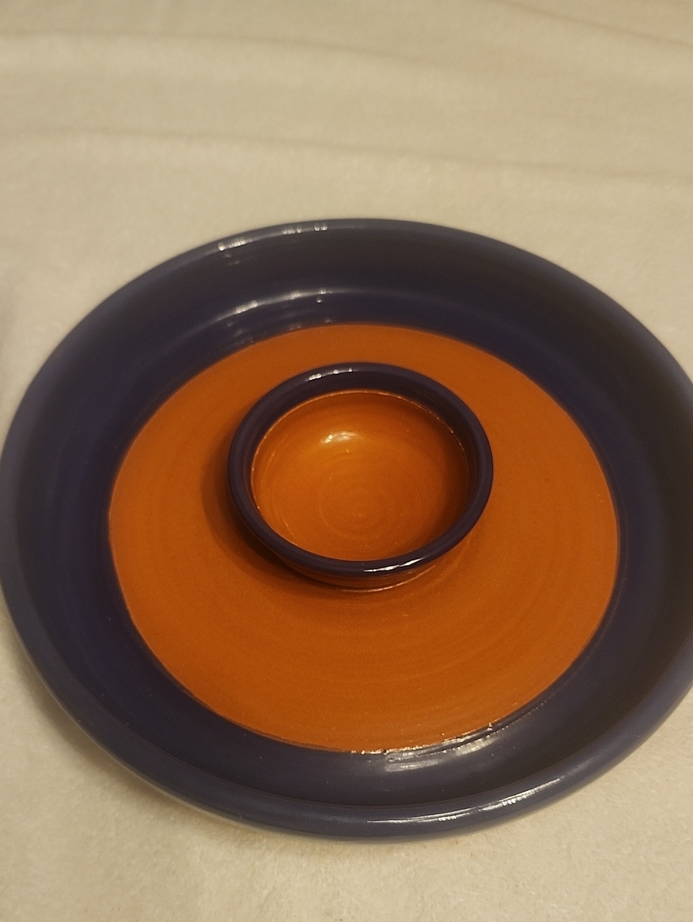 Art Pottery Chip And Dip Bowl By C. Wheeler & Co. Southwest Platter Terra Cotta